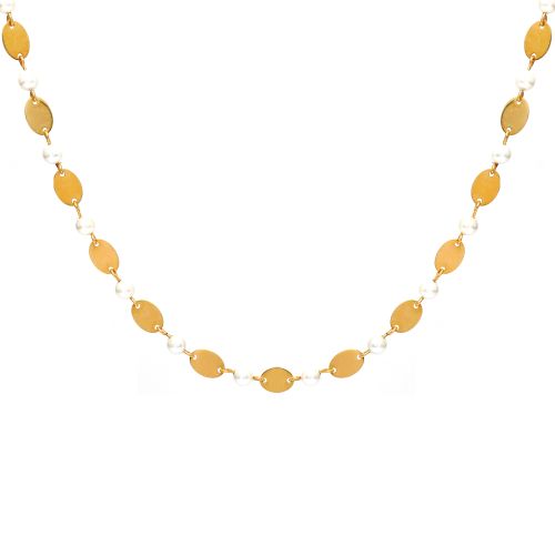 Naszyjnik z 14-karatowego żółtego złota z perłą