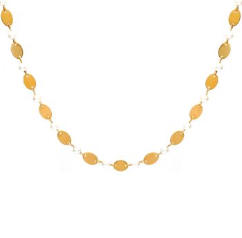 Naszyjnik z 14-karatowego żółtego złota z perłą