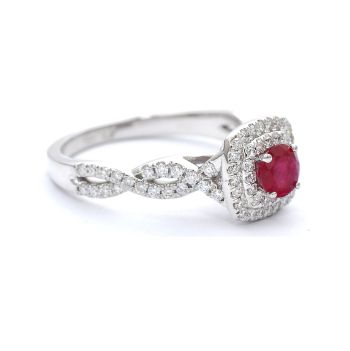 White gold ring with diamond 0.48 ct and ruby 0.44 ct