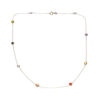 Yellow gold necklace with tourmaline and zircons