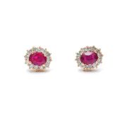 Yellow gold earrings with diamonds 0.82 ct and ruby 2.79 ct