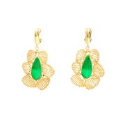 Yellow and green 14 gold earrings