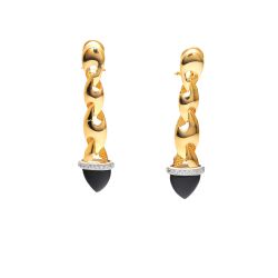 Yellow and white gold earrings with zircons and enamel