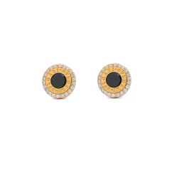 Yellow gold earrings with onyx