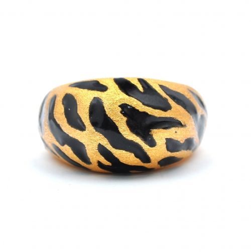 Тигров пръстен от жълто злато