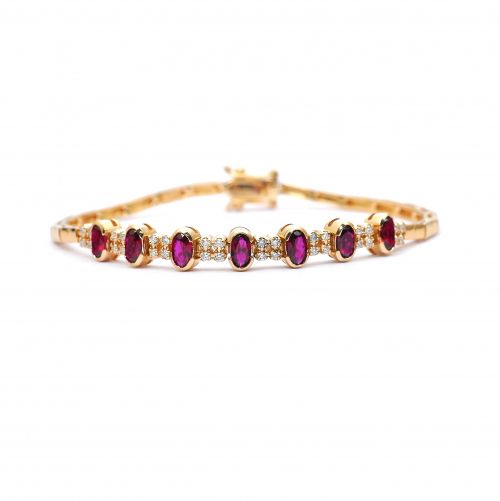 Yellow gold bracelet with diamonds 0.30 ct and ruby 1.71 ct