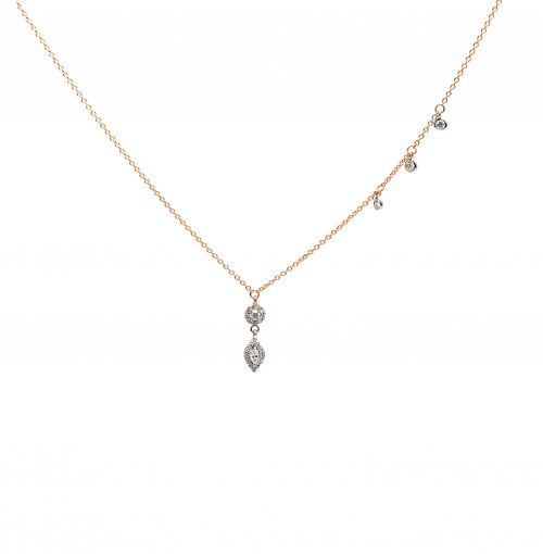 White and rose gold necklace with diamonds 0.28 ct