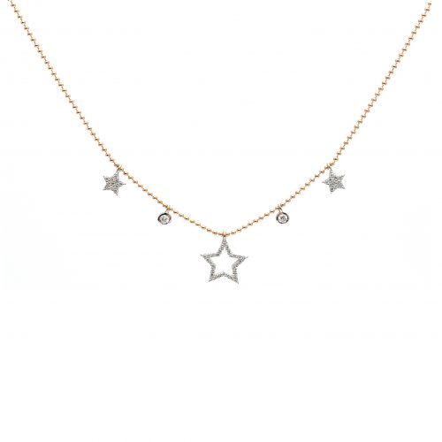 White and rose gold necklace with diamonds 0.30 ct