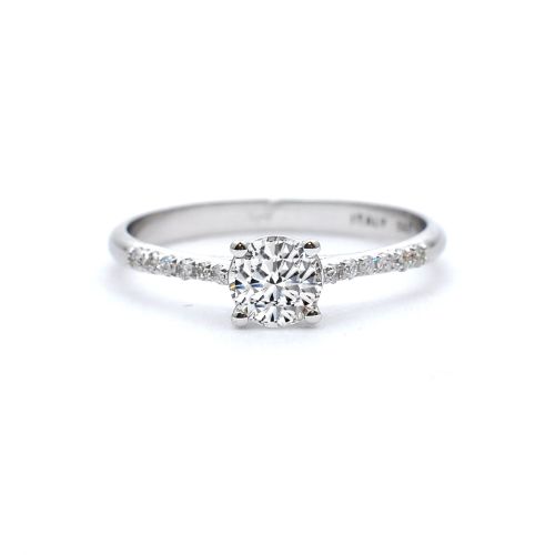 Годежен пръстен от бяло злато с диамант D1- 0.50 ct D2-0.08ct