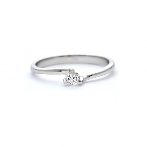 Годежен пръстен от 14K бяло злато с диамант 0.10 ct