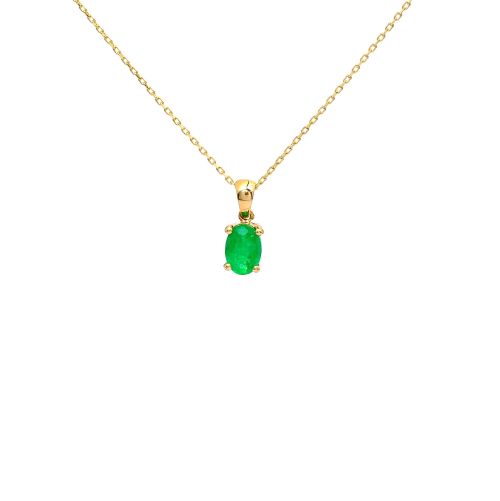 Yellow gold necklace with emerald 0.78 ct