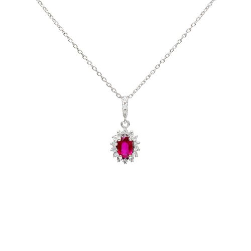 White gold necklace with diamonds 0.21 ct and ruby 0.64 ct