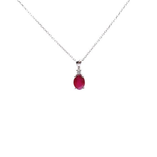 White gold necklace with diamonds 0.05 ct and ruby 0.56 ct