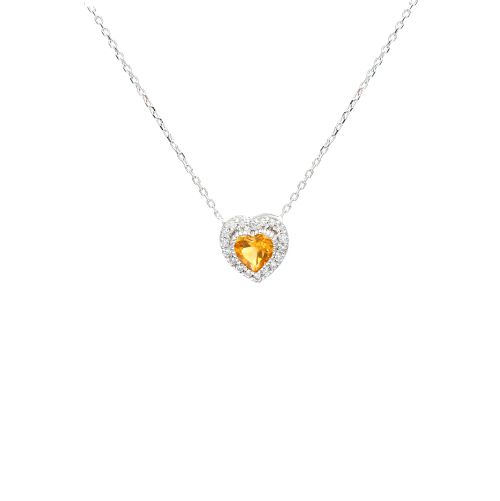 White gold necklace with diamonds 0.11 ct and citrine 0.39 ct
