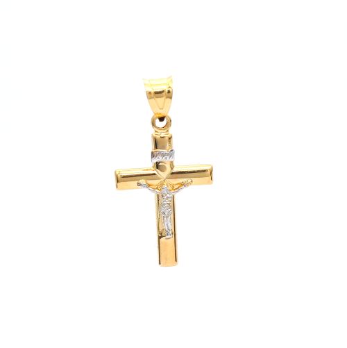 Krzyżyk z 14-karatowego żółtego i białego złota 