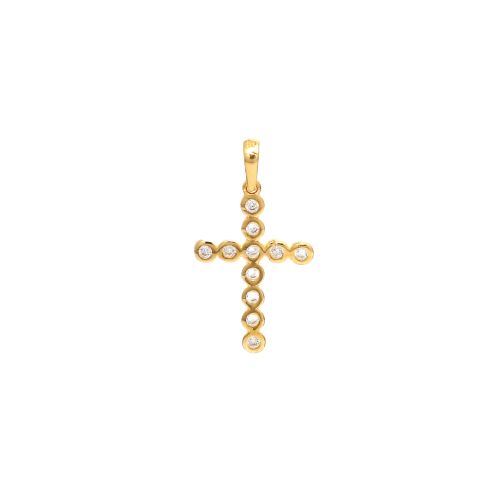 Кръст от 14 карата жълто злато с циркони