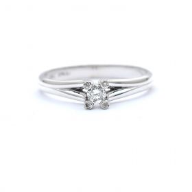 Годежен пръстен от бяло злато с диаманти 0.12 ct