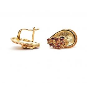 Yellow gold earrings with yellow topaz and carneol