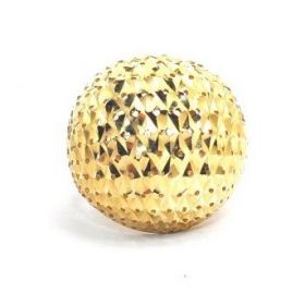 Пръстен с топка от жълто злато с лазерна обработка на златото