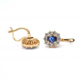 Yellow gold earrings with diamonds 2.31 ct and sapphyre 1.97 ct
