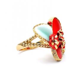 Yellow and red gold  flower ring