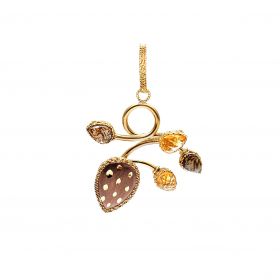 Yellow and brown gold pendant with smoky quartz and yellow topaz