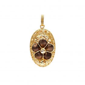 Yellow and brown flower gold pendant