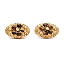 Yellow and brown gold earrings