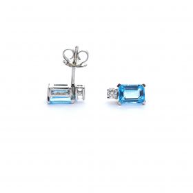 White gold earrings with diamonds 0.14 ct and aquamarine 2.52 ct