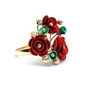 Yellow, green , red gold  flower ring