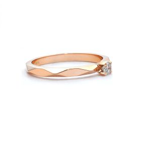 Inel de logodna din aur roz de 14K cu diamant de 0.11 ct