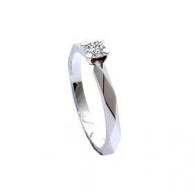 Годежен пръстен от 14K бяло злато с диамант 0.05 ct