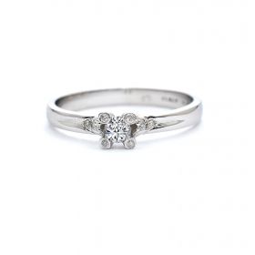 Годежен пръстен от бяло злато с диаманти 0.10 ct
