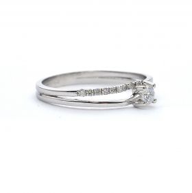 Годежен пръстен от бяло злато с диаманти 0.16 ct