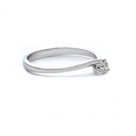 Годежен пръстен от 14K бяло злато с диамант 0.10 ct