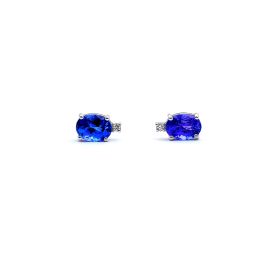 White gold earrings with diamonds 0.03 ct and tanzanite 2.43 ct