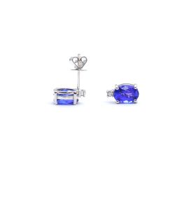 White gold earrings with diamonds 0.03 ct and tanzanite 2.43 ct