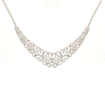 White gold necklace with zircons