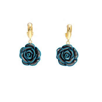 Yellow,blue and black gold earrings
