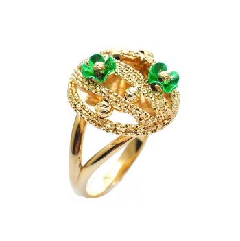 Yellow and green 14K  gold  flower ring