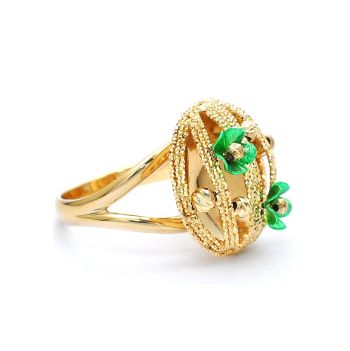 Yellow and green 14K  gold  flower ring