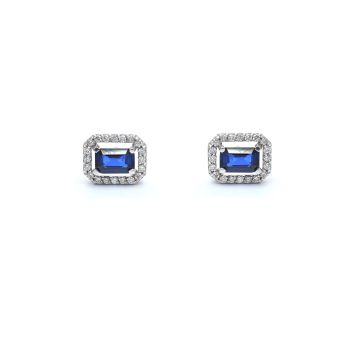 White gold earrings with diamonds 0.25 ct and sapphyre 1.17 ct