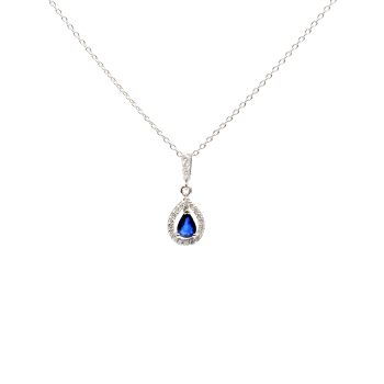 White gold necklace with diamonds 0.18 ct and sapphyre 0.39 ct