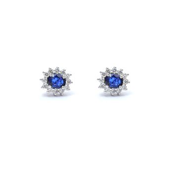 White gold earrings with diamonds 0.44 ct and sapphyre 0.73 ct