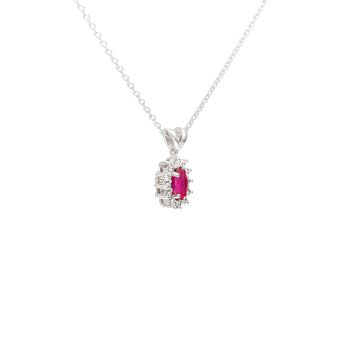 White gold necklace with diamonds 0.22 ct and ruby 0.70 ct