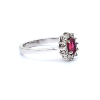 White gold ring with diamond 0.22 ct and ruby 0.71 ct