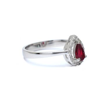 White gold ring with diamond 0.13 ct and ruby 0.61 ct
