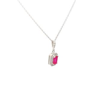 White gold necklace with diamonds 0.18 ct and ruby 0.75 ct