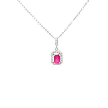 White gold necklace with diamonds 0.18 ct and ruby 0.75 ct