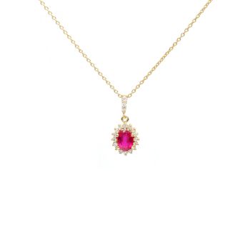 Yellow gold necklace with diamonds 0.22 ct and ruby 1.34 ct